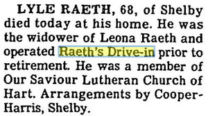 Raeths Drive-In - Sept 1988 Former Owner Passes Away (newer photo)